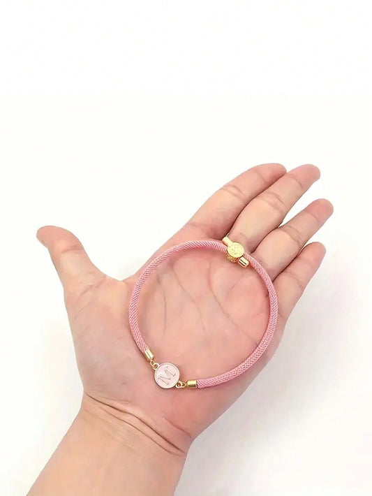 1 pieza Brazalete con salida de las 26 letras del alfabeto en negro clásico, joyería de moda con de estilo simple y casual para mujer