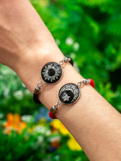 2 piezas/set brazalete de pareja con luna y sol luminosos, adecuado como regalo de hombres a novias