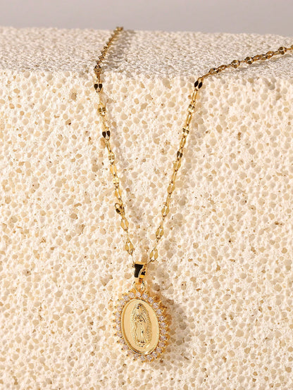 1 pieza Clásico colgante de acero inoxidable de la Virgen María para mujeres, tendencia de moda, joyería, regalo para aniversario, cumpleaños, Día de la Madre