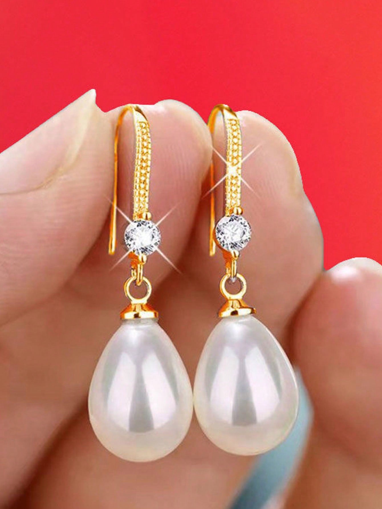 1 Par De Pendientes Largos Con Imitación De Perla, Adecuados Para El Uso Diario De Las Mujeres