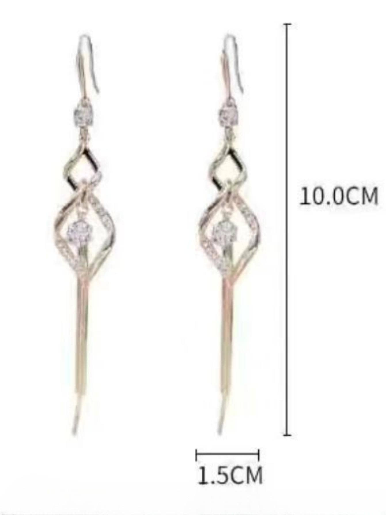 Pendientes largos con diseño de diamante de imitación