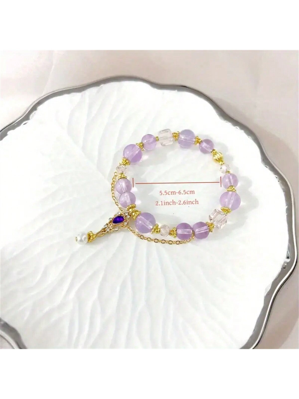 1 pieza Elegante brazalete de cristal morado - Diseño de dos tonos a la moda, un regalo refinado para tu mejor amiga