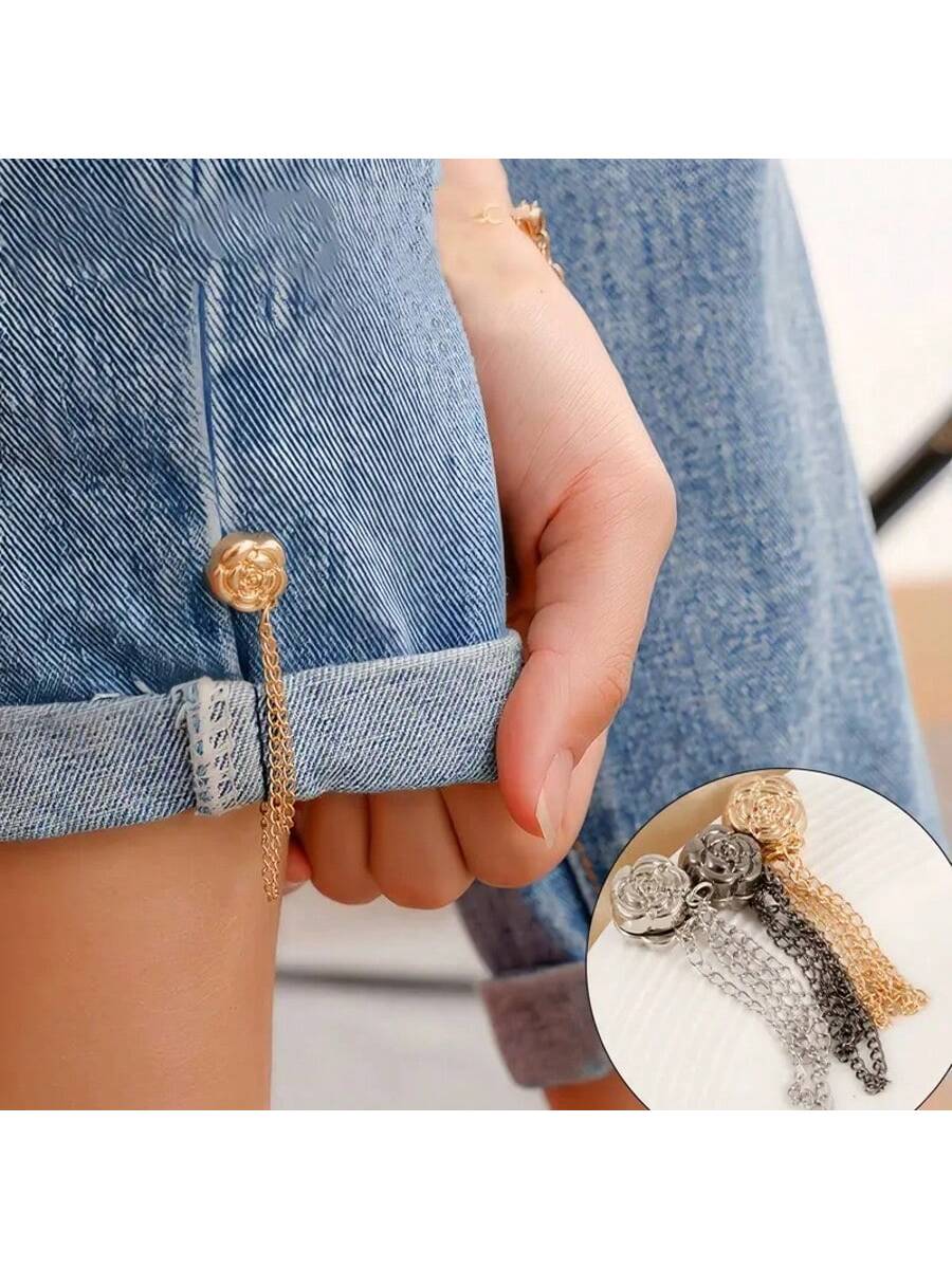1 pieza Clip magnético ajustable para pantalones y puños - de aleación, broches desmontables para bajos, se ajusta a pantalones y camisetas, sujetador de ropa sin costuras, apretador de cinturón