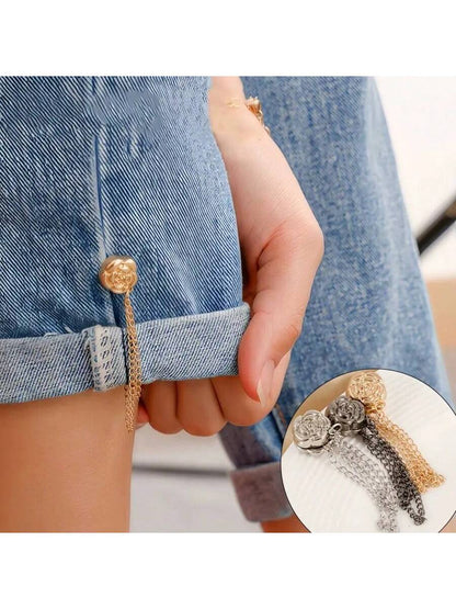 1 pieza Clip magnético ajustable para pantalones y puños - de aleación, broches desmontables para bajos, se ajusta a pantalones y camisetas, sujetador de ropa sin costuras, apretador de cinturón
