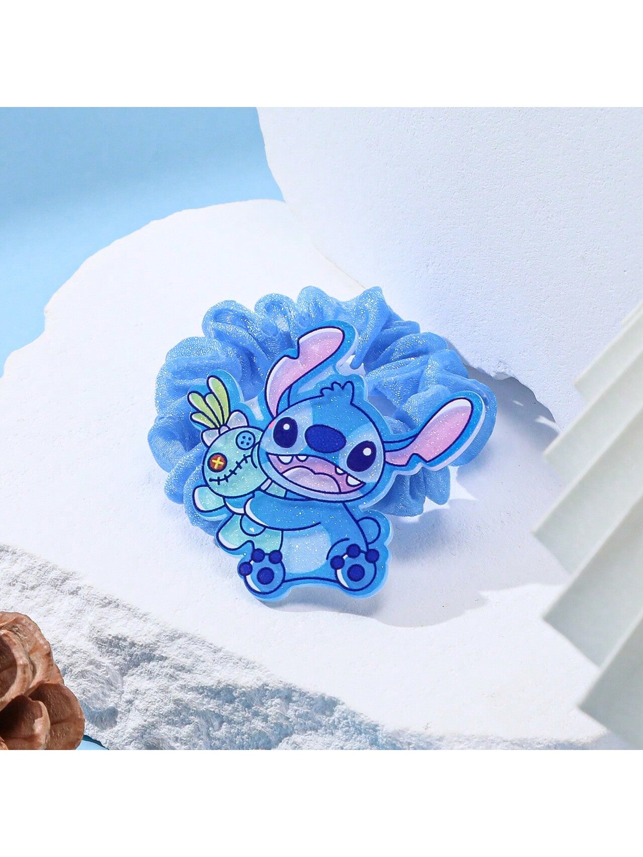 Diadema y horquilla de pelo azul autorizada de la caricatura de anime femenino Lilo & Stitch, accesorio de cabello lindo Kawaii para chicas y mujeres