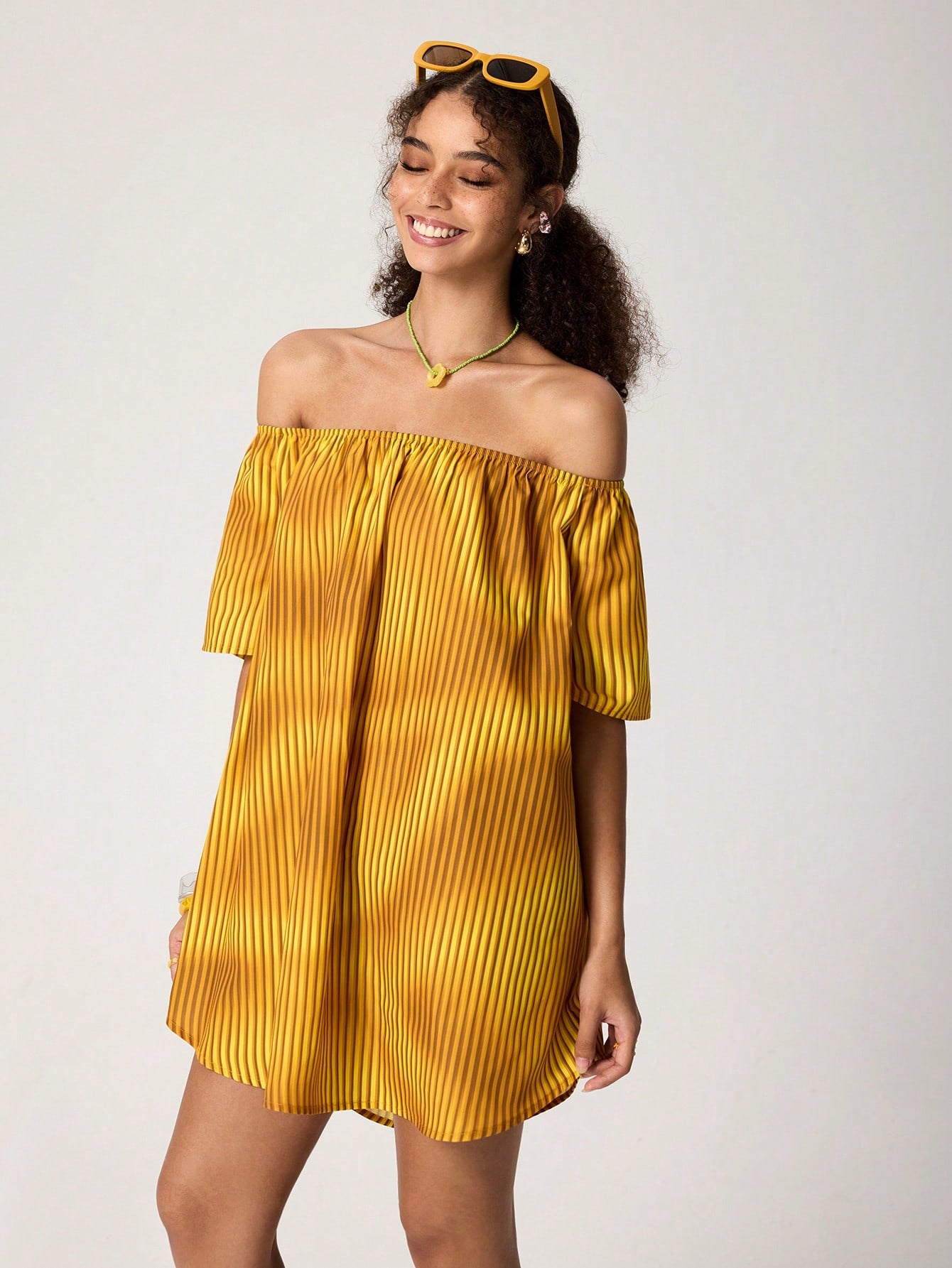 SV Pattern Studio Vestido informal de mujer con hombros descubiertos, parte delantera corta y parte trasera larga, vestido de verano