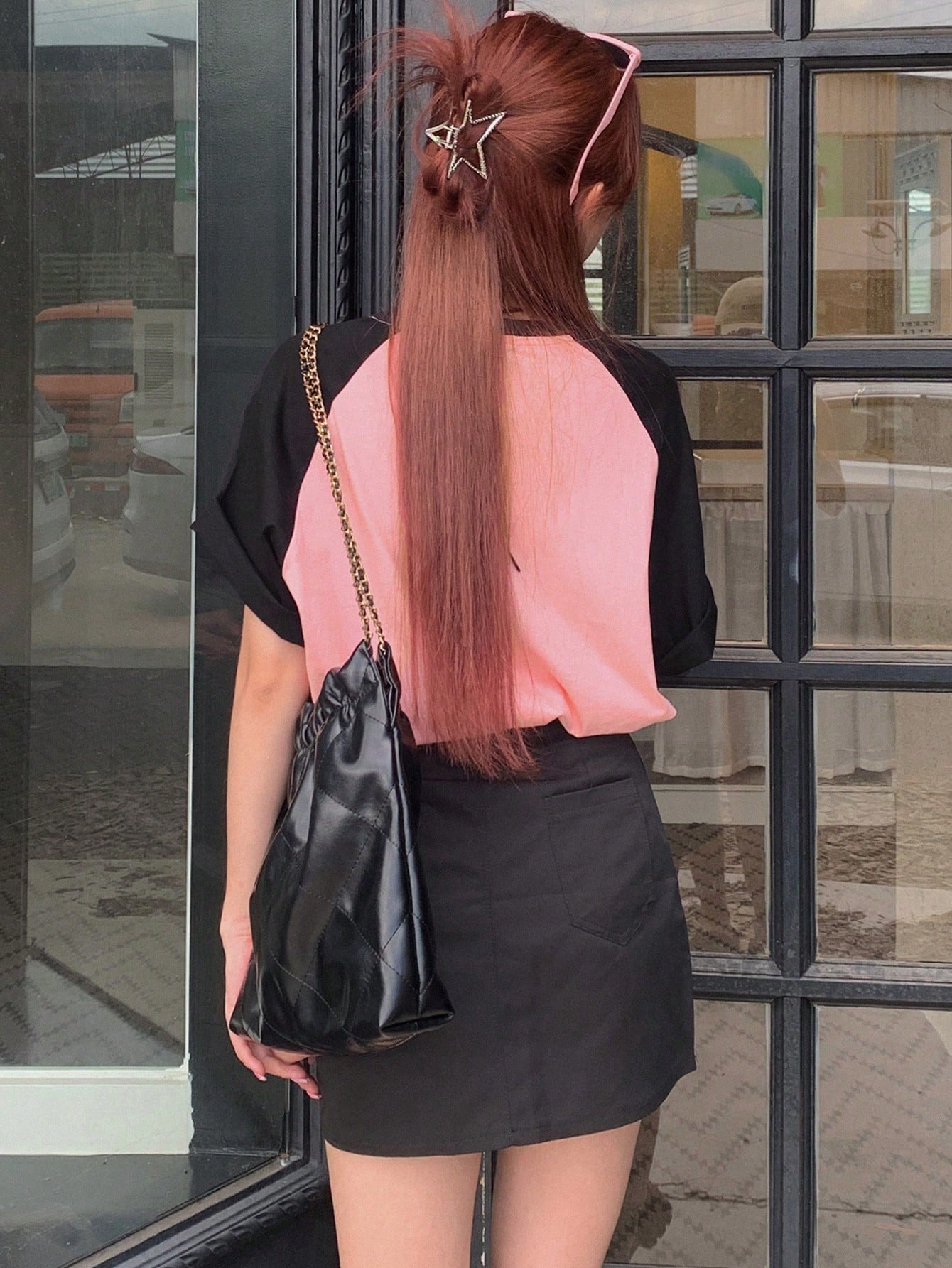 DAZY Camiseta en contraste de manga raglán con estampado de letra