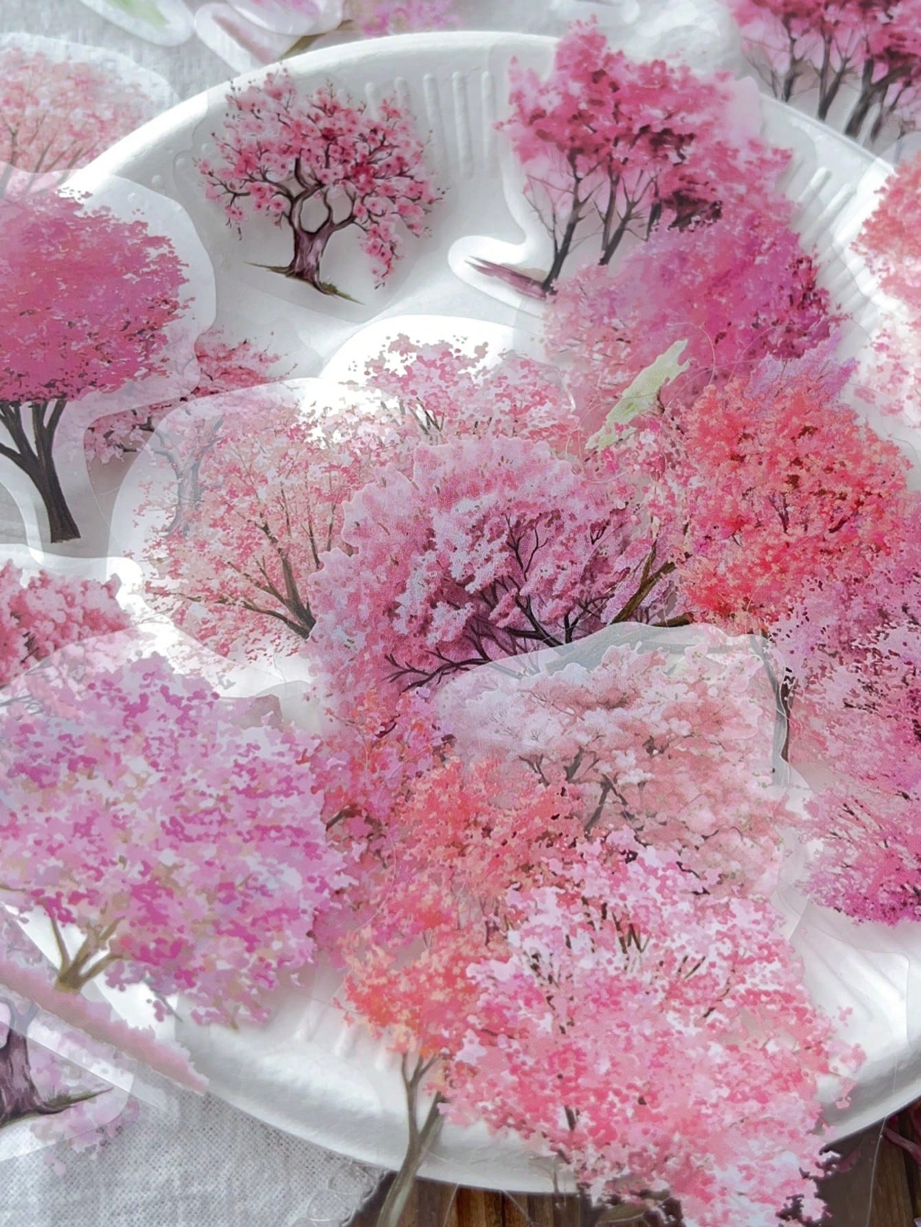 40 piezas de pegatinas PET de material de decoración de bricolaje con estilo INS de árboles de cerezo pequeños y frescos para Scrapbooking de paisajes