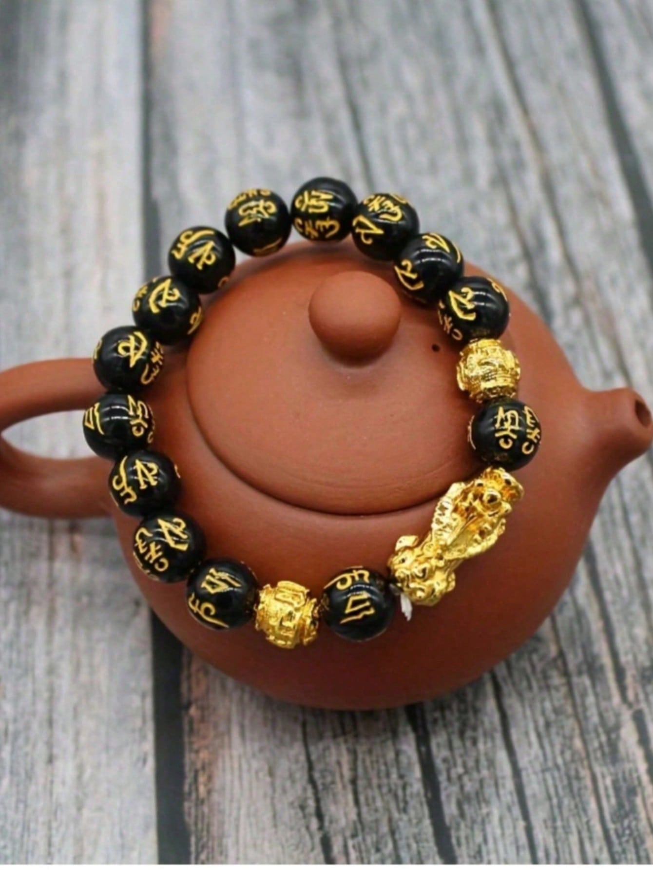 1 pieza Pulsera con dije de Pixiu de piedra de obsidiana exquisita - Atrae riqueza y buena fortuna, amuleto de la suerte negro unisex - Regalo perfecto para el Día del Padre, ella o él, Navidad, Acción de Gracias, Año Nuevo y vacaciones