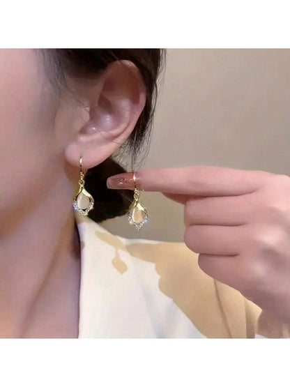 1 par de pendientes elegantes y lujosos de ágata verde ligeros para mujeres, regalo para citas, banquetes y fiestas