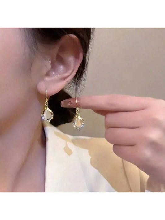 1 par de pendientes elegantes y lujosos de ágata verde ligeros para mujeres, regalo para citas, banquetes y fiestas