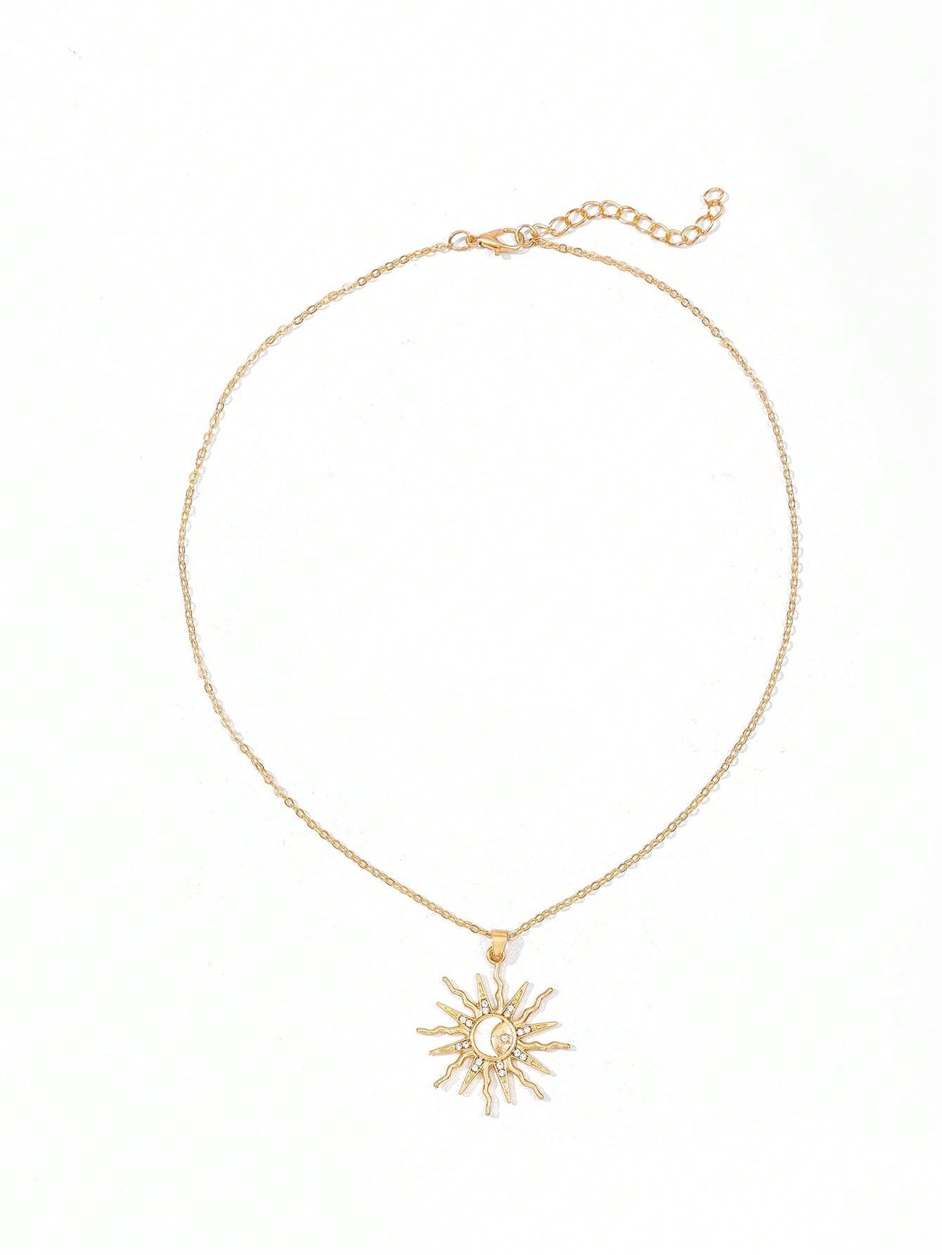1 pieza Collar colgante de sol con incrustación de luna acrilica minimalista y elegante