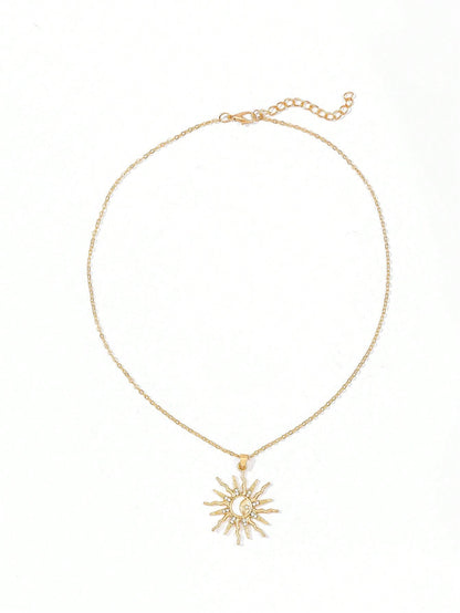1 pieza Collar colgante de sol con incrustación de luna acrilica minimalista y elegante