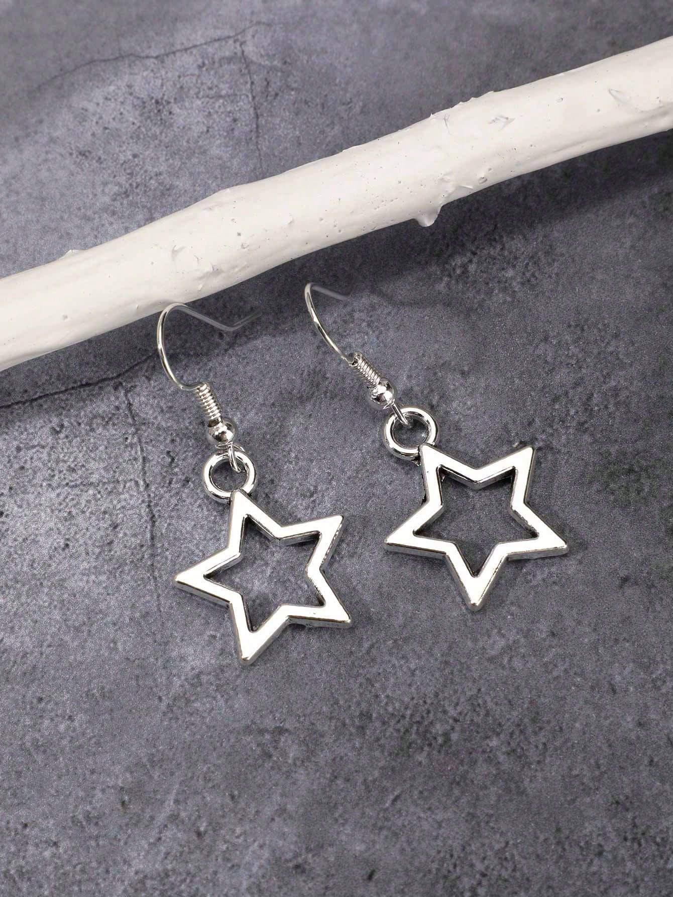 ROMWE Goth 3 Pares De Pendientes De Gota Con Diseño De Estrella