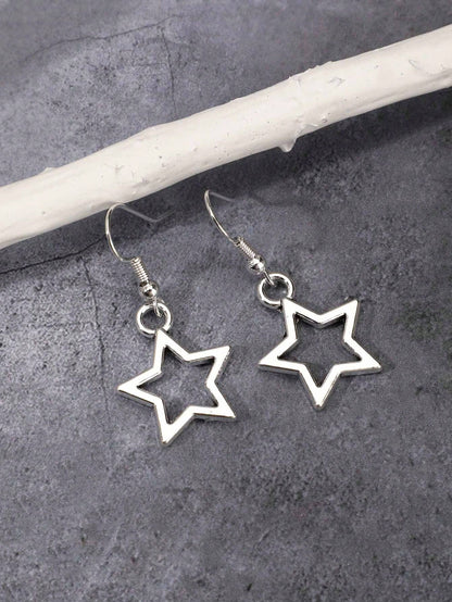 ROMWE Goth 3 Pares De Pendientes De Gota Con Diseño De Estrella