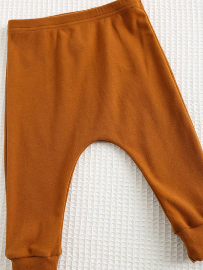 Cozy Pixies 2 piezas Conjunto de parte superior de manga larga de cuello redondo a rayas y pantalón con puños elásticos para bebé niño, ropa para bebé niño