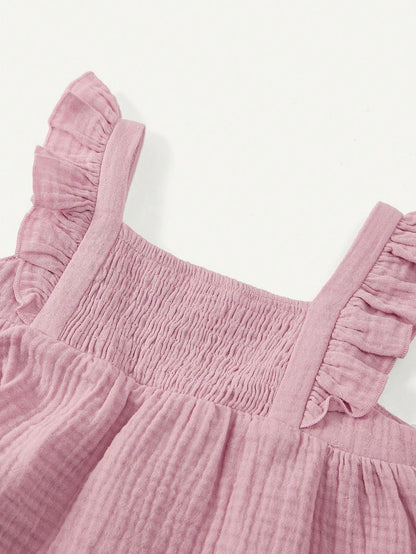 Cozy Pixies Conjunto casual para bebé niña con blusa de cuello cuadrado estampada con flores y conejos con ribete de volantes, y pantalón corto tipo bombacho