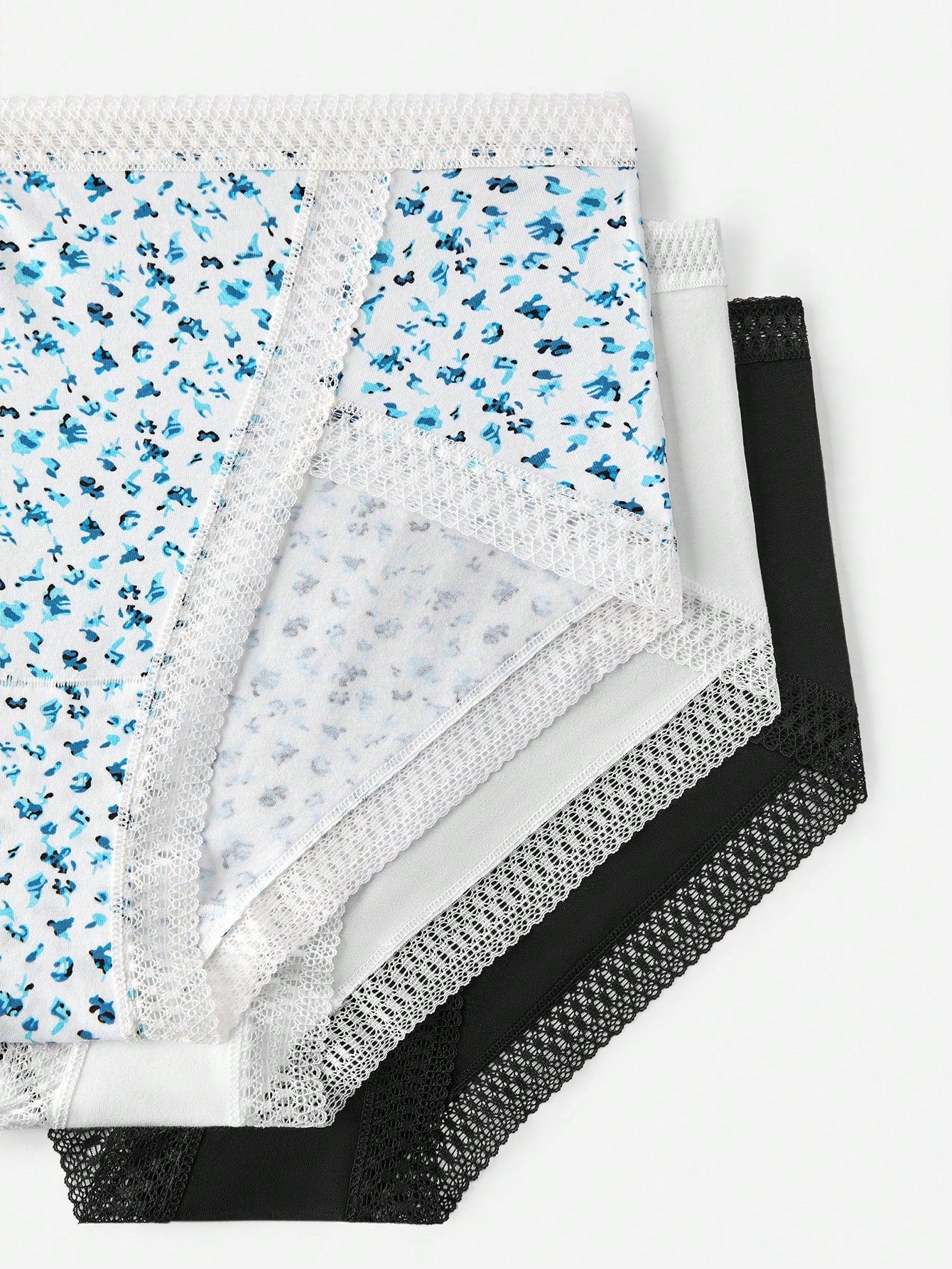 LUVLETTE paquete de 3 bragas de talle alto de algodón y encaje con estampado floral para mujer
