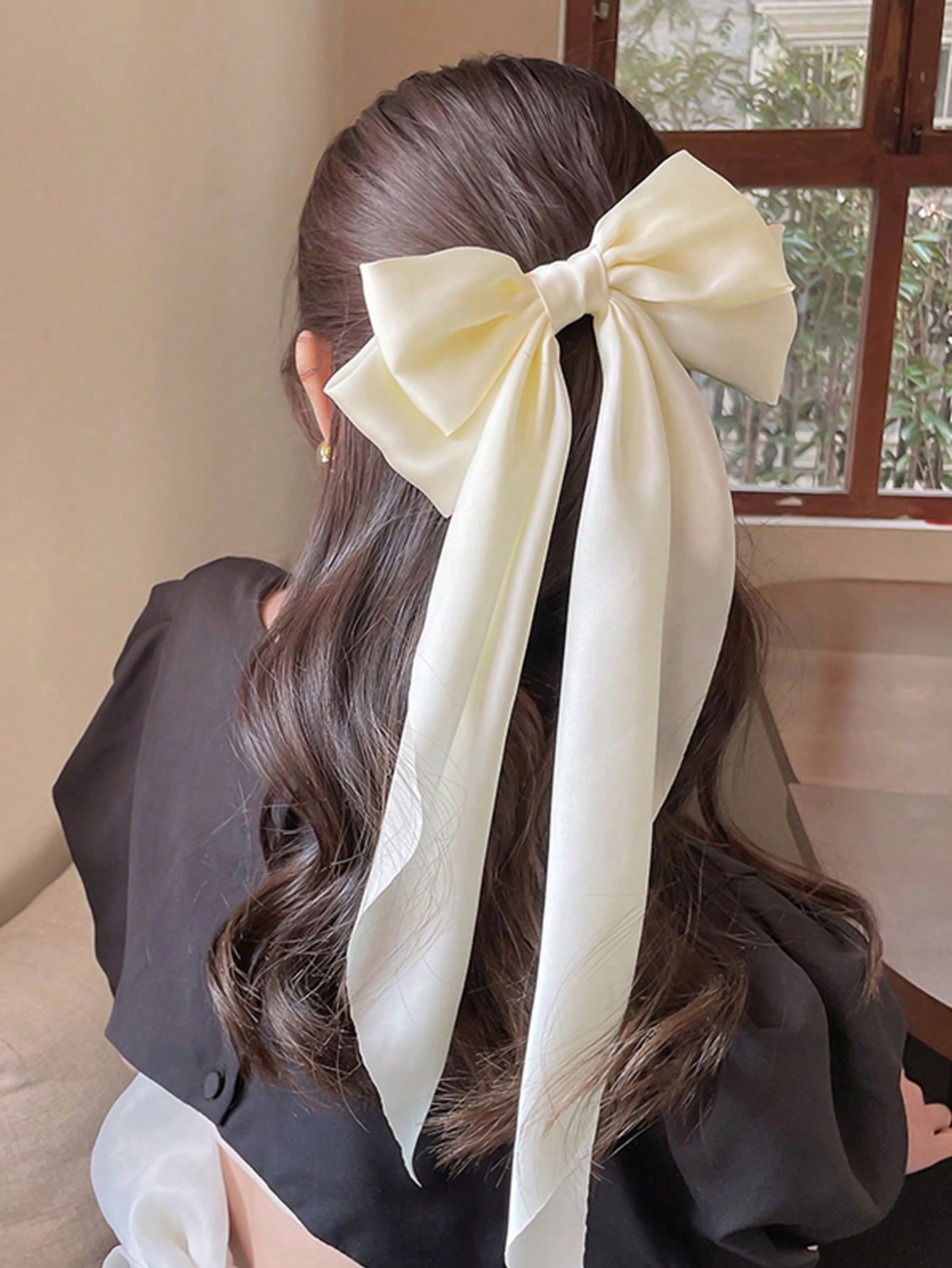1 pieza-2 piezas Pasador para el cabello de satén con diseño de lazo oversize para mujeres, tocado retro de moda, diadema elegante para uso diario o vestir de forma linda, escuela, Halloween