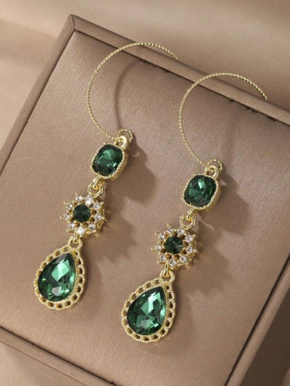 3 Piezas/set Conjunto De Collar Y Aretes De Color Verde Oscuro