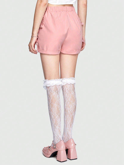 Sweetness Shorts con cinturón y adorno de volantes con lazo