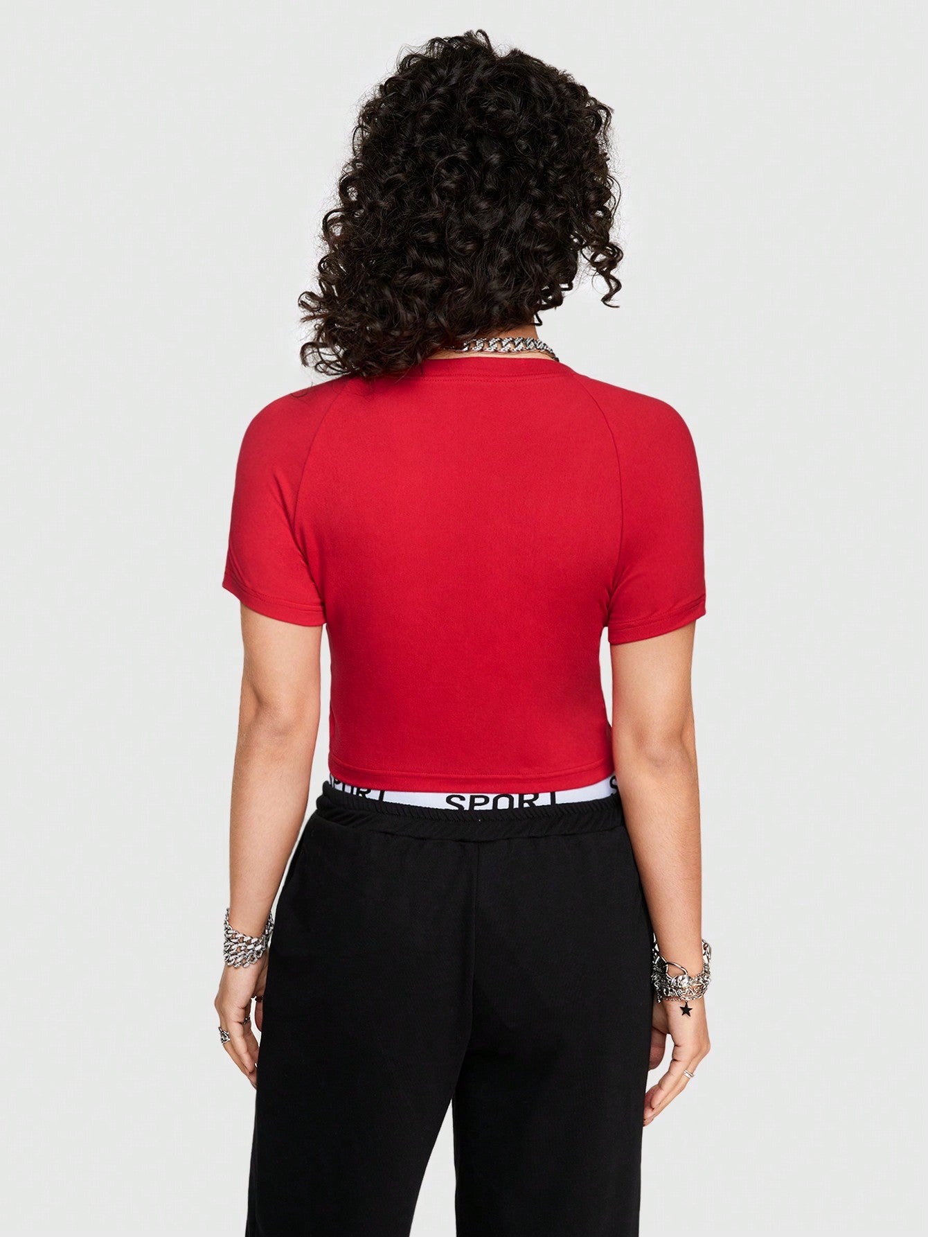 ROMWE Street Life Camiseta Ajustada Impresa Con Telaraña