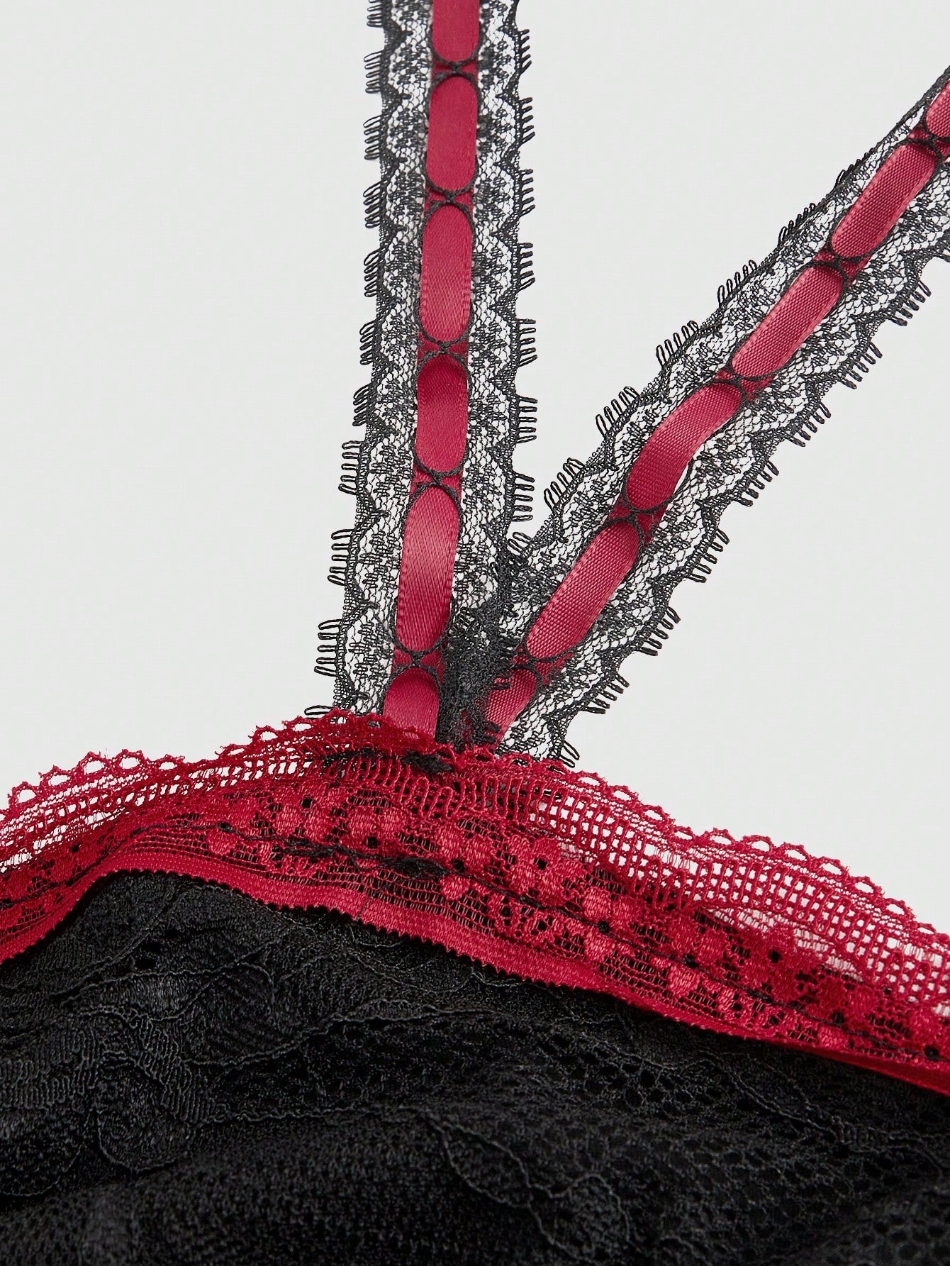 ROMWE Goth Top de encaje con cordones, decorado con una cruz gótica y flor en el pecho, para mujer, ideal para Navidad