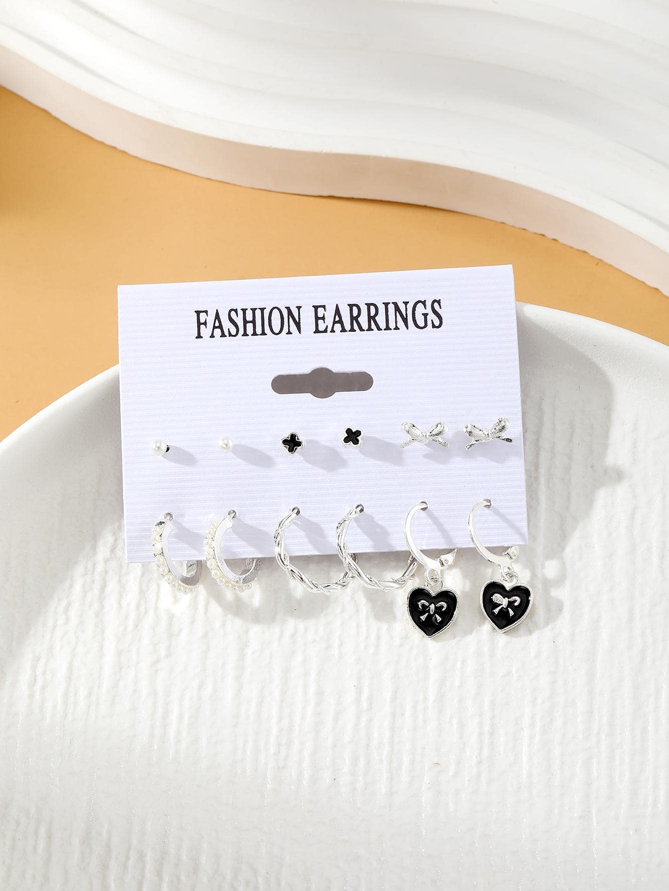 6 de verano pequeño fresco de mujeres con estrella Love Pendientes colgante Set