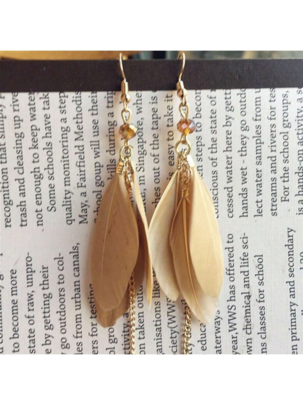 Aretes Estilo Bohemio De Playa Con Plumas Y Borlas Para Vacaciones, Plumas Naturales Multicolores, Arete Con Flecos