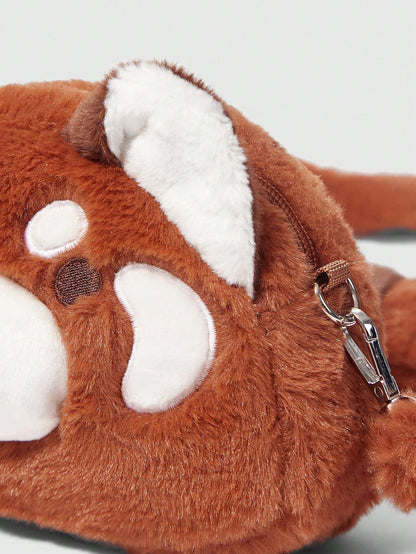 ROMWE Kawaii 1 pieza Nuevo bolso bandolera o cruzado casual con diseño de mapache marrón lindo y de dibujos animados