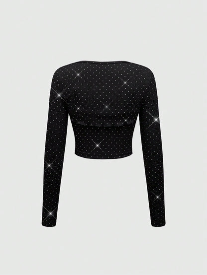 ROMWE Kawaii Conjunto de 2 piezas de top camisero y chaqueta con lazo y lunares románticos para Año Nuevo y San Valentín para mujeres