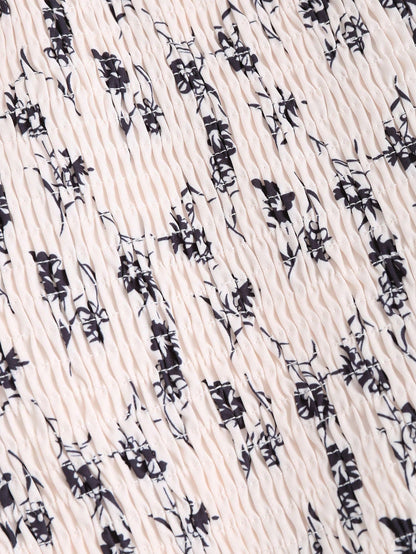 Flirla Mujeres camisa llena de pliegues con estampado y parche de arco, fashion diario para primavera y verano