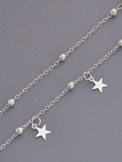 1 Pieza Collar De Plata Con Colgante De Estrella De Cobre Metálico Minimalista De Moda Para Mujeres Y Niñas, Regalos Para Citas, Vacaciones, Fiestas, Festivales, Uso Diario Y Colección De Joyas.