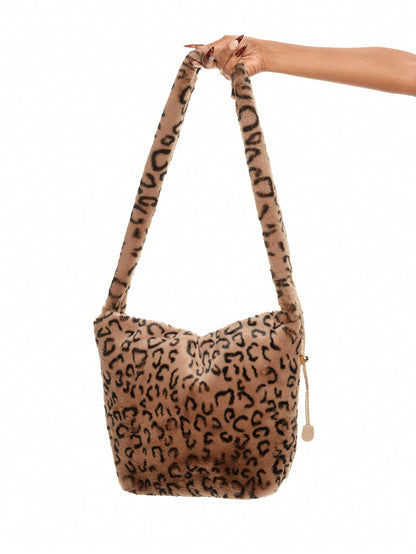 ROMWE Grunge Punk Bolso de mano retro lindo y sexy con estampado de leopardo para damas
