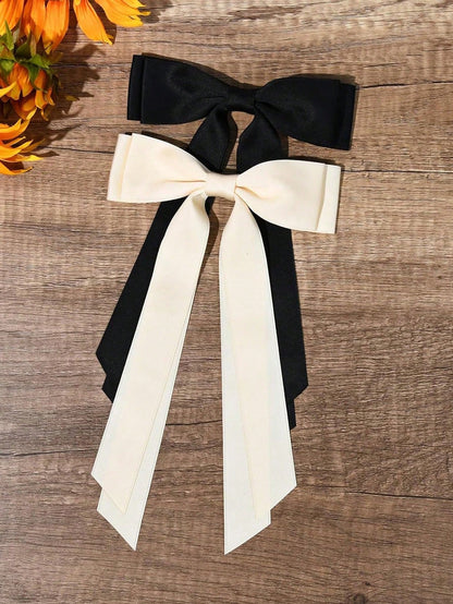 Set de 4 broches de pelo de satén negro, blanco y rojo con lazo, accesorios de pelo elegantes y versátiles de alta gama, adecuados para el uso diario, ir al trabajo, casual, fiestas, lavarse la cara