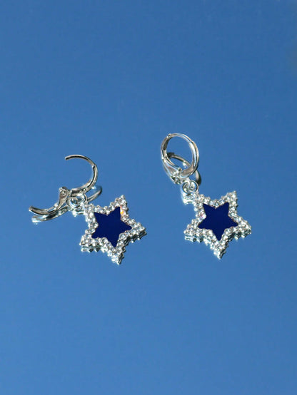 ROMWE Street Life 1 par Pendientes largos moda aleación de zinc con estrella con diseño de diamante de imitación para mujeres para decoración diaria
