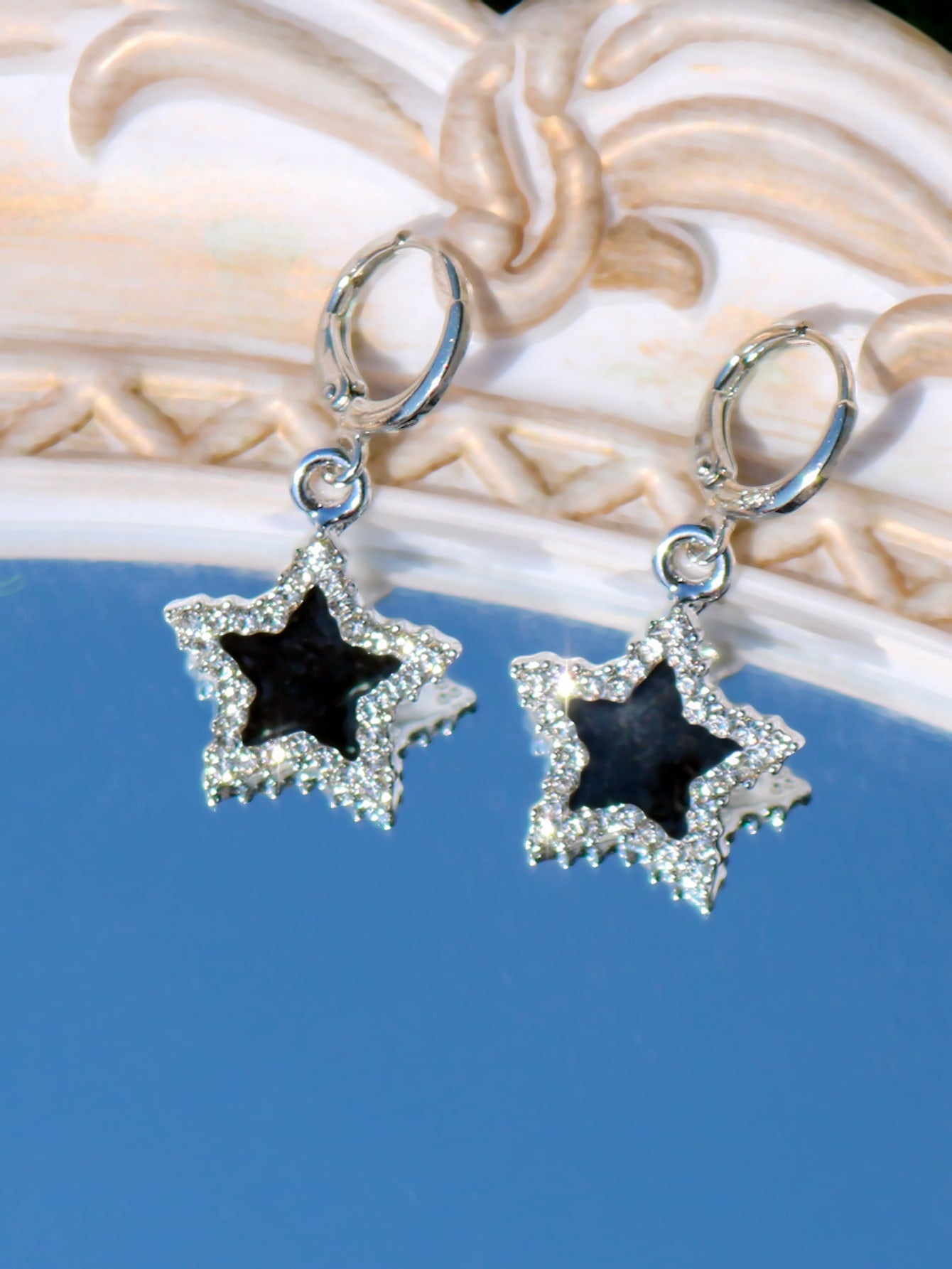 ROMWE Street Life Pendientes largos con diamante de imitación con estrella