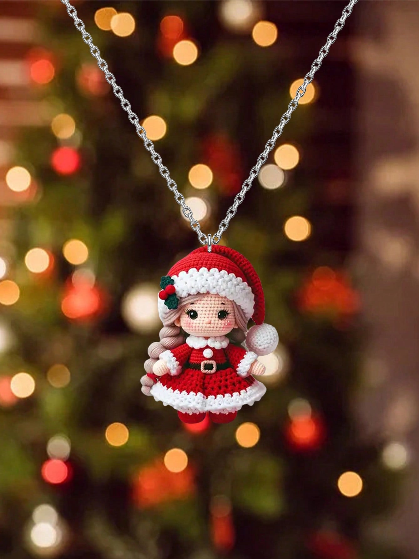 Conjunto de 3 aretes y collares con impresión de muñecos de Navidad de dibujos animados, joyería navideña, regalos para mujeres, decoraciones únicas para eventos navideños y regalos de Navidad