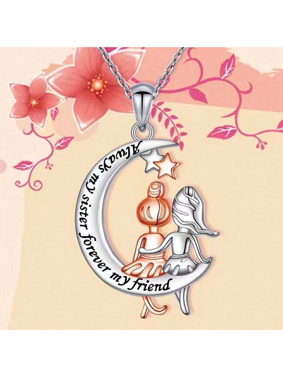 1 pieza Nuevo Collar de Temática Madre-Hija, colgante de moda de estilo europeo y americano, joyería bicolor chapada en regalo del Día de la Madre
