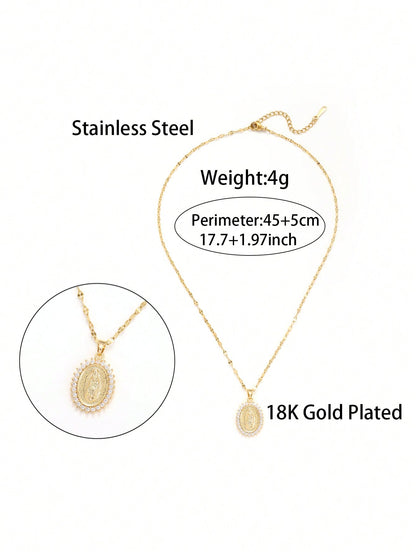 1 pieza Clásico colgante de acero inoxidable de la Virgen María para mujeres, tendencia de moda, joyería, regalo para aniversario, cumpleaños, Día de la Madre