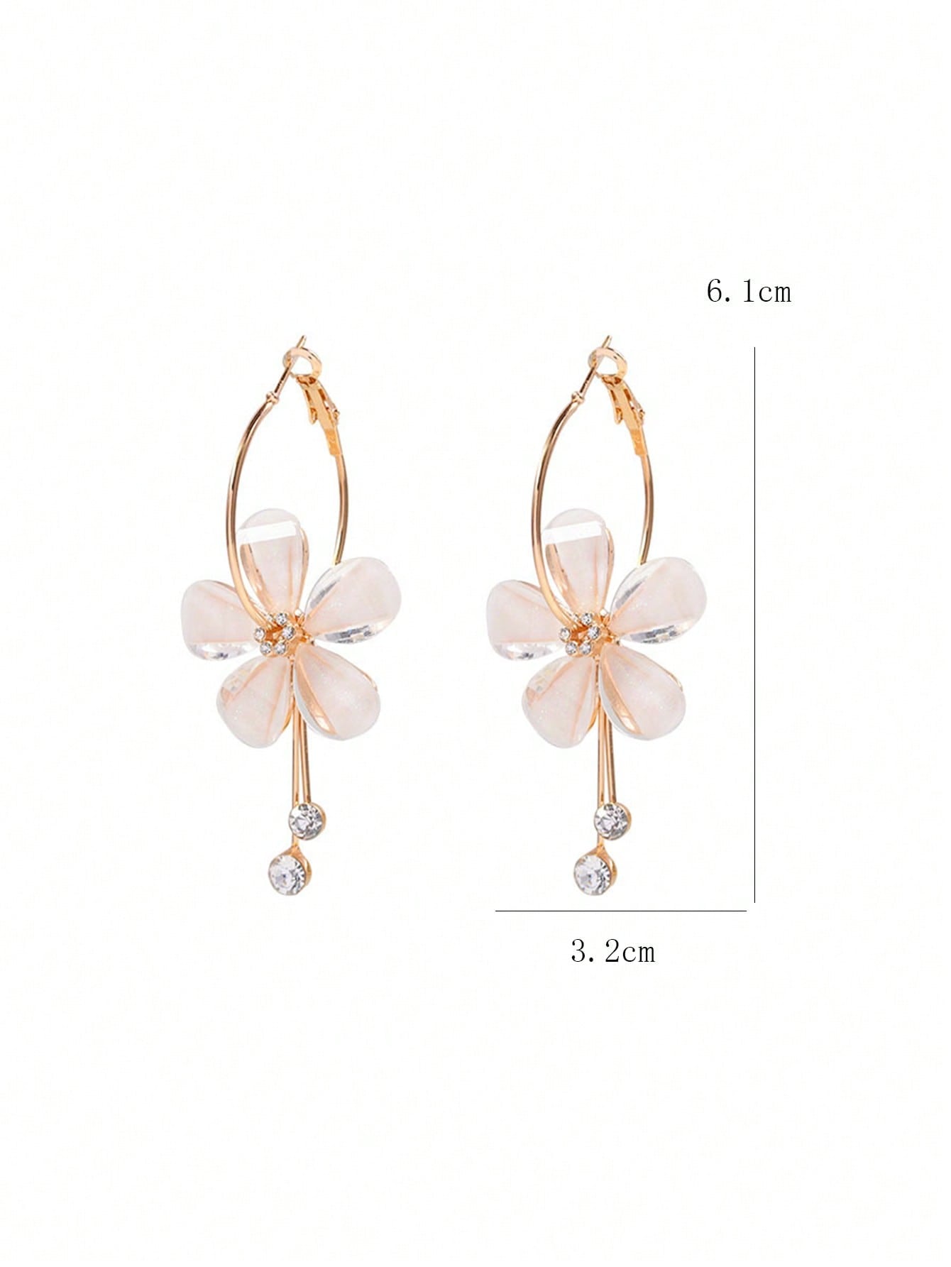 1 par Pendientes largos moda de acero inoxidable con diamante de imitación & flor para mujeres para decoración diaria