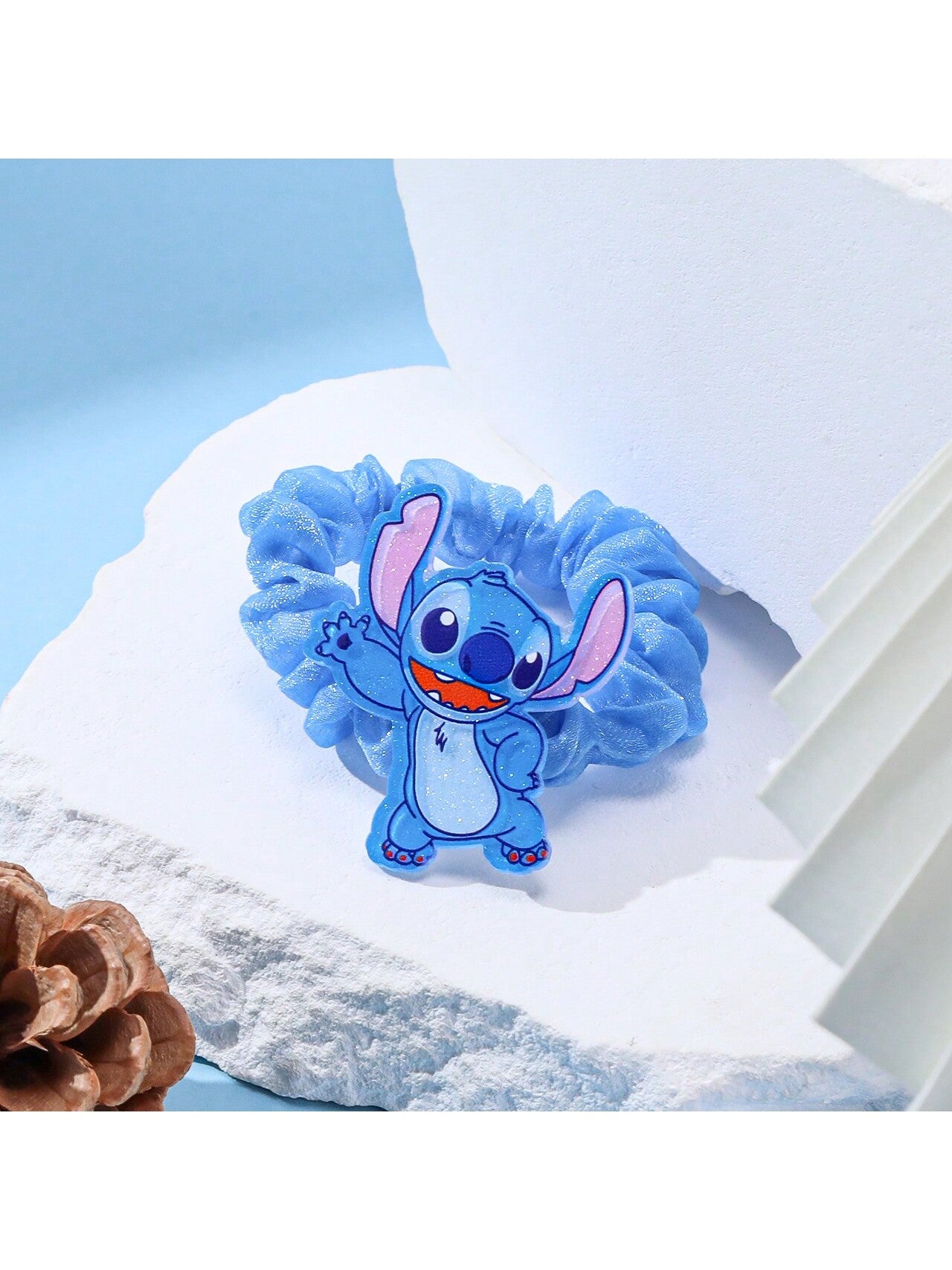 Diadema y horquilla de pelo azul autorizada de la caricatura de anime femenino Lilo & Stitch, accesorio de cabello lindo Kawaii para chicas y mujeres