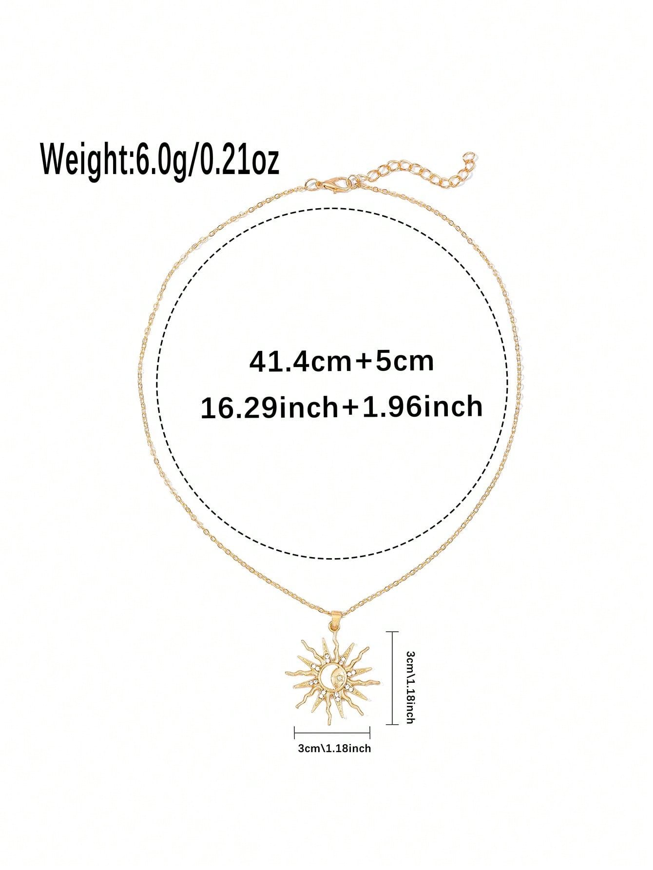 1 pieza Collar colgante de sol con incrustación de luna acrilica minimalista y elegante