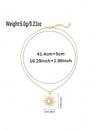 1 pieza Collar colgante de sol con incrustación de luna acrilica minimalista y elegante