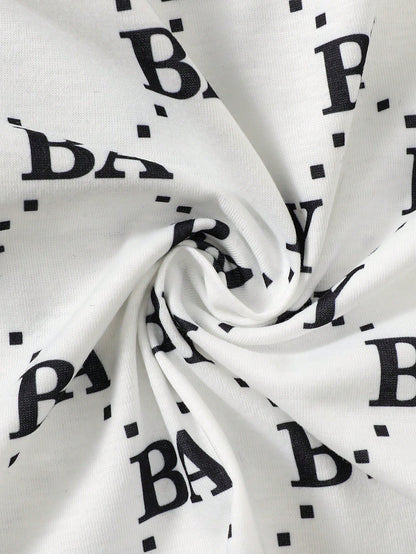 Bebé niño Conjunto shorts con camiseta con estampado de rayas y letra