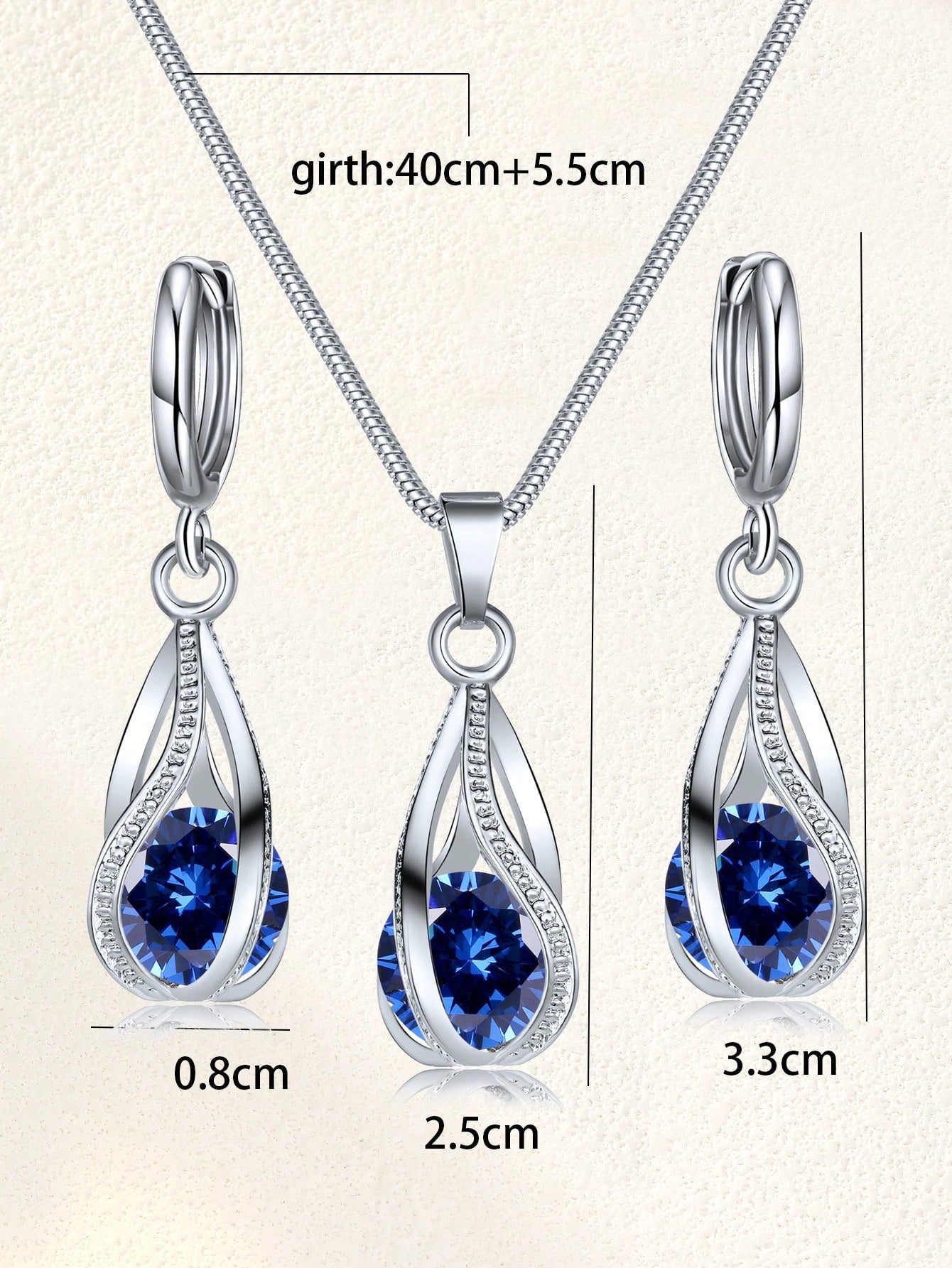 3 Piezas Conjunto De Joyería Para Mujeres, Pendientes Y Collar Con Colgante De Lágrima De Cristal Y Circonita Cúbica Para Bodas Y Fiestas