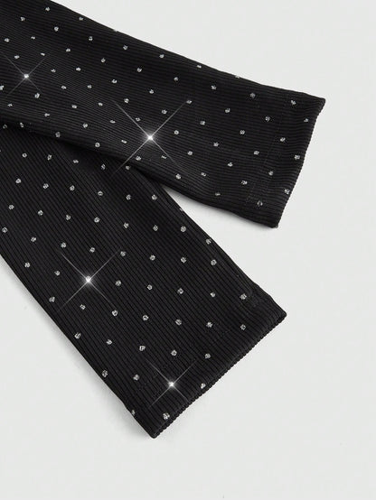 ROMWE Kawaii Conjunto de 2 piezas de top camisero y chaqueta con lazo y lunares románticos para Año Nuevo y San Valentín para mujeres