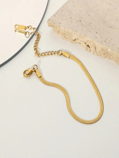 Camhanno 1 pieza de pulsera sencilla y casual de acero inoxidable con diseño de serpiente plana redonda, adecuada para uso diario, regalo para parejas
