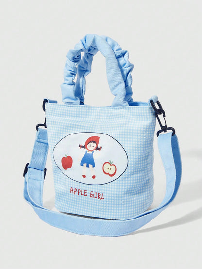 ROMWE Kawaii Bolso de mano estilo cubo con estampado de dibujos animados de moda para mujeres