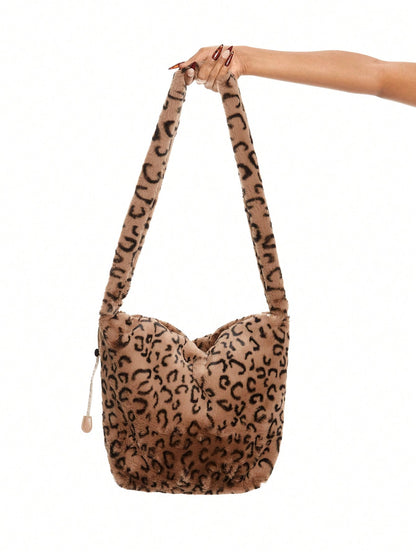 ROMWE Grunge Punk Bolso de mano retro lindo y sexy con estampado de leopardo para damas